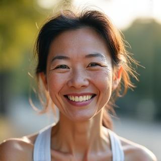 Sophia Wang smiling after completing a morning run.